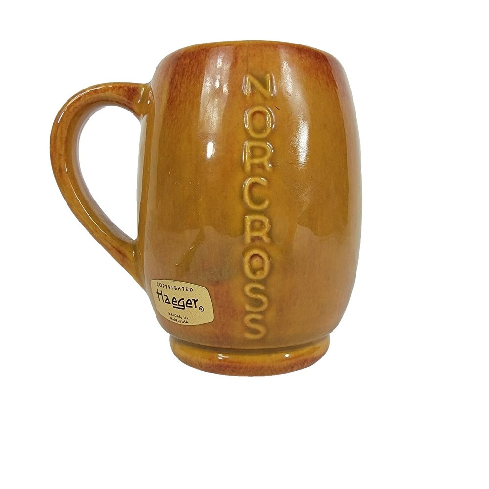 Haeger Pottery Norcross Shield Cross Yellow Gold Mug Cup Coffee Tea